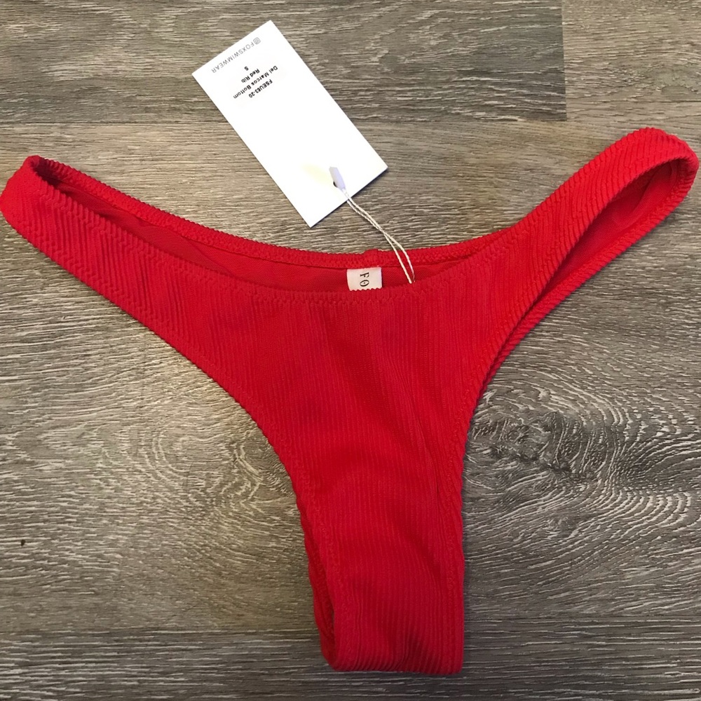 Red bikini bottoms ribbed from White Fox